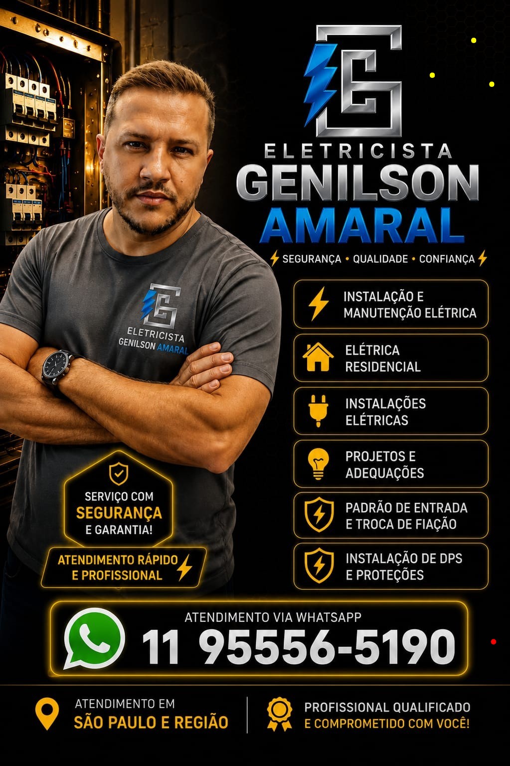 Serviço elétrico realizado por Genilson Amaral